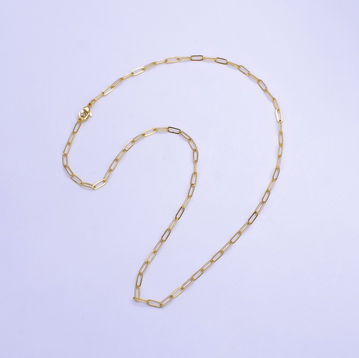 16K Gold Filled 2.8mm Minimalist Paperclip Chain 17.5 Inch Necklace | WA-2515