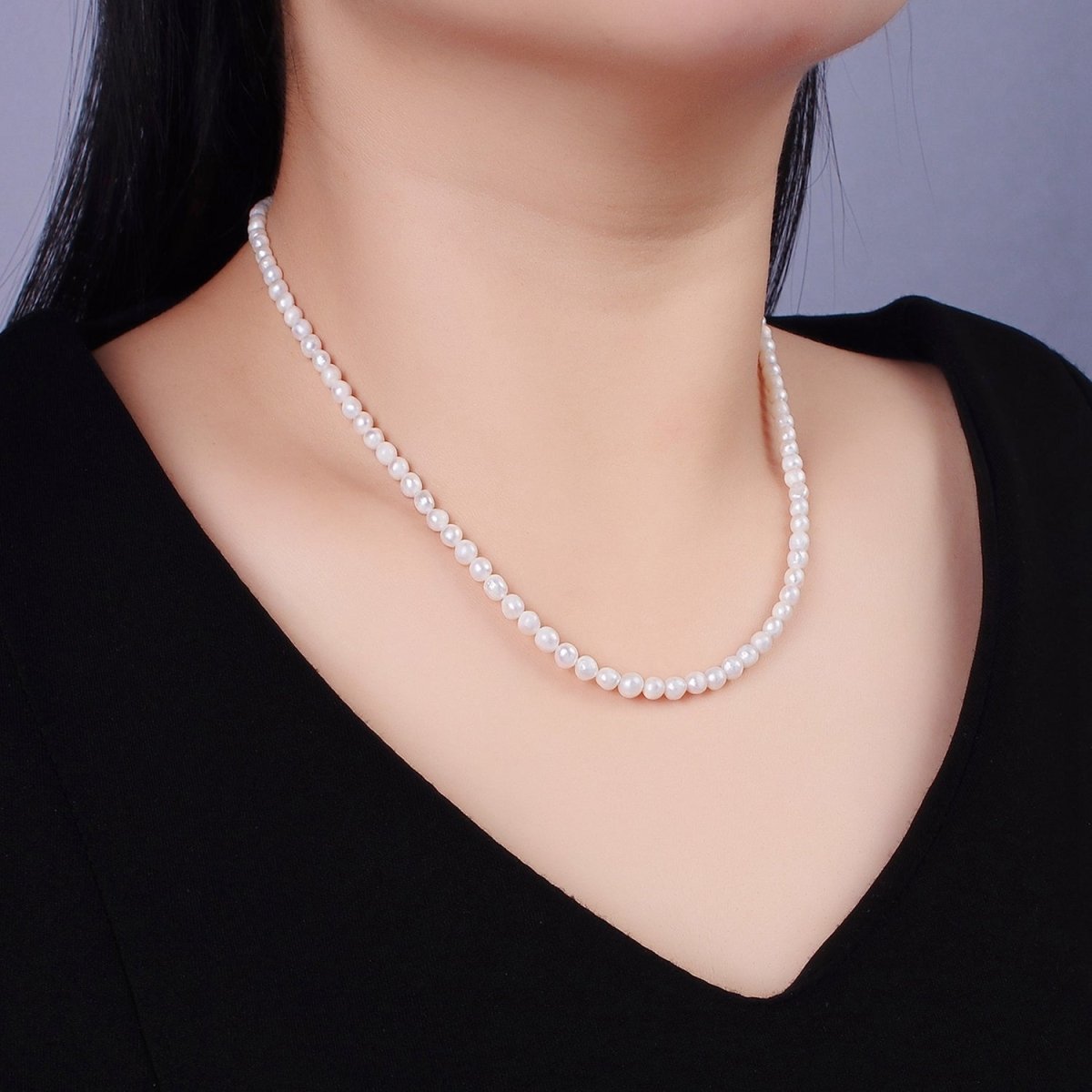 16K Gold Filled 4mm Freshwater Pearl 18 Inch Necklace w. Extender | WA-2499