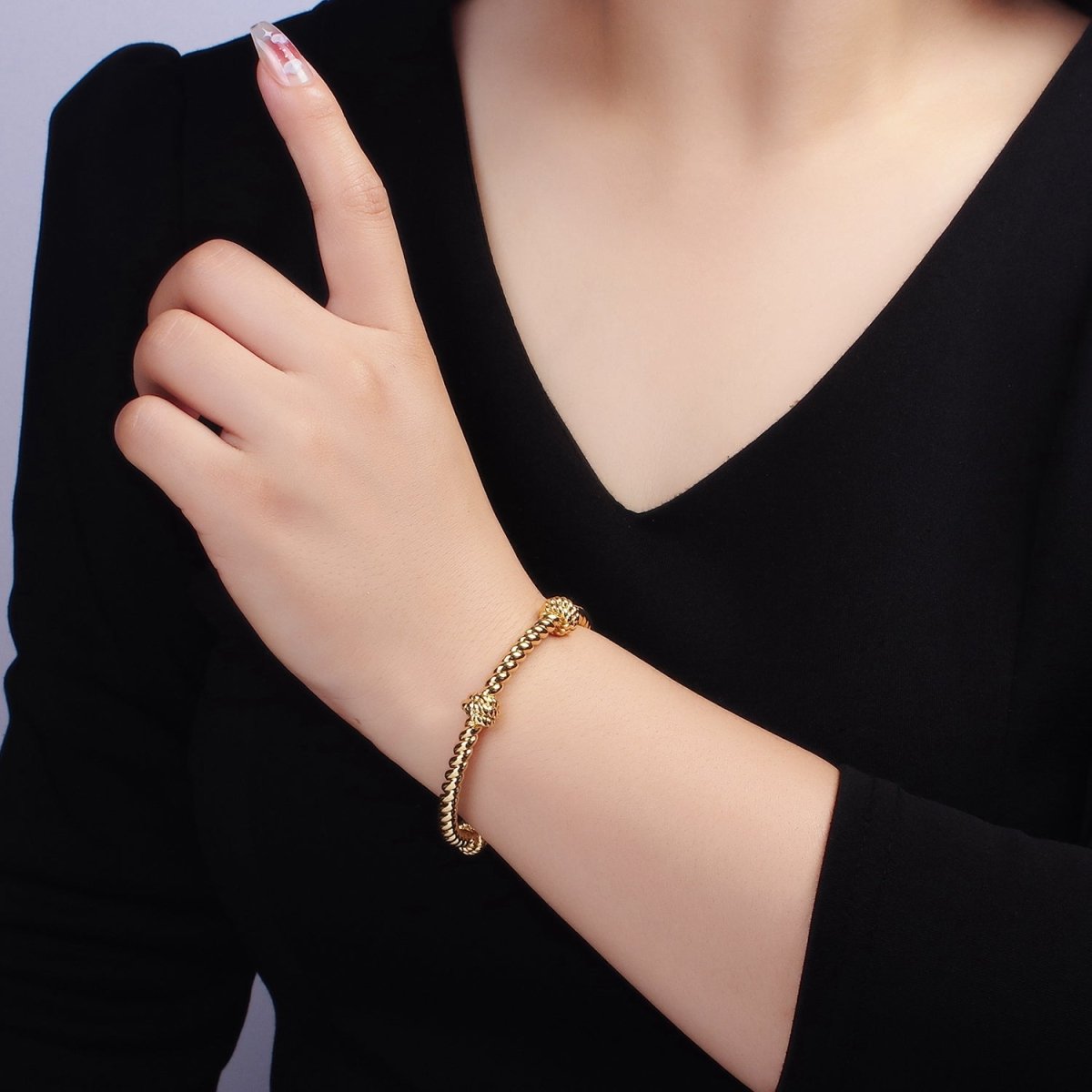 16K Gold Filled 50mm Twisted Rope Cuff Bracelet | WA-2518