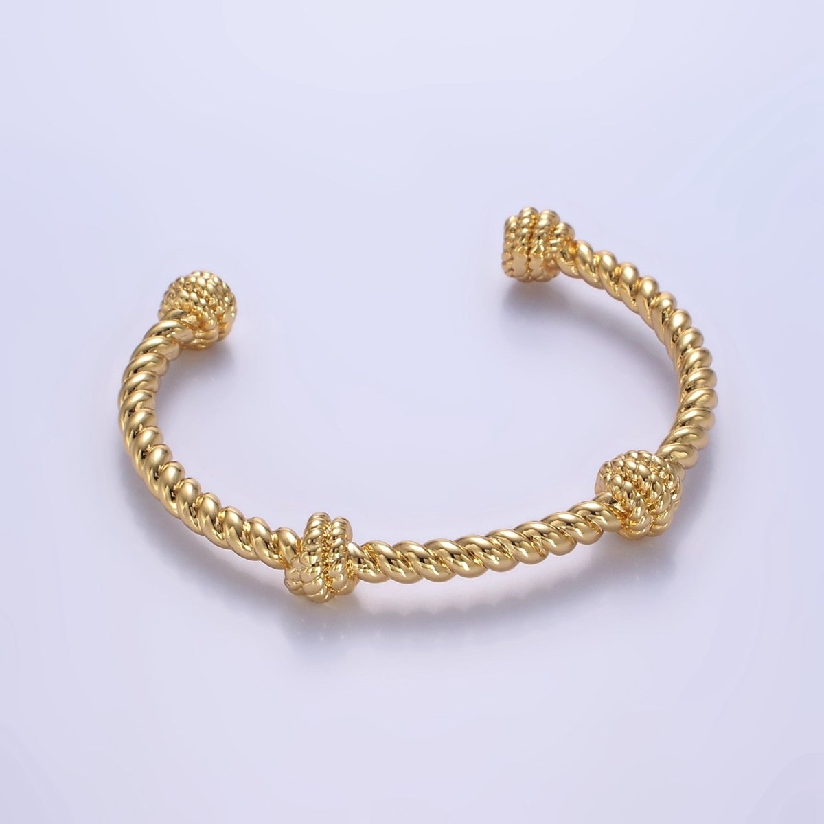 16K Gold Filled 50mm Twisted Rope Cuff Bracelet | WA-2518