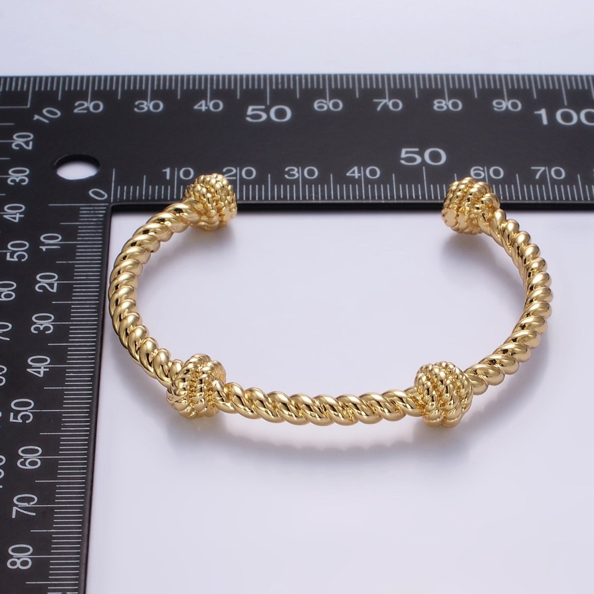 16K Gold Filled 50mm Twisted Rope Cuff Bracelet | WA-2518