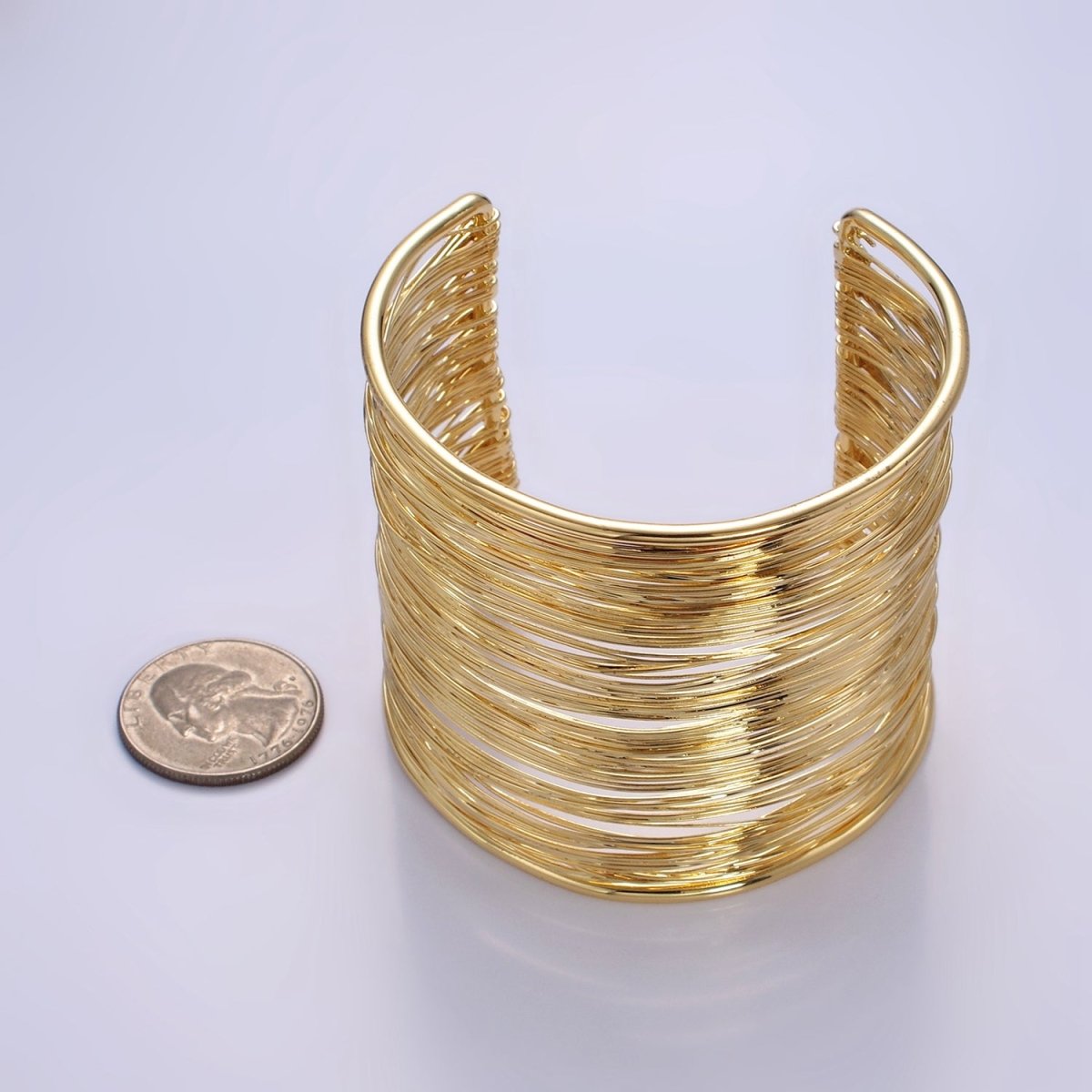 16K Gold Filled 50mm Wide Multiple Wire Cuff Bracelet | WA-2522