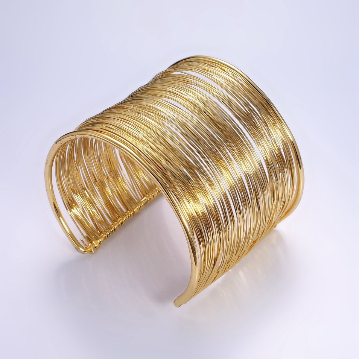 16K Gold Filled 50mm Wide Multiple Wire Cuff Bracelet | WA-2522