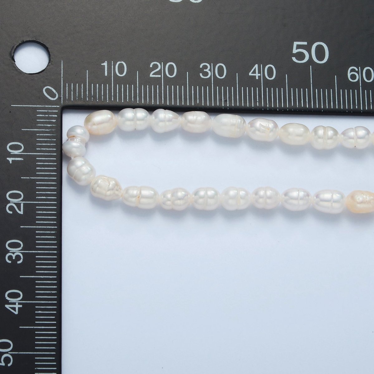 16K Gold Filled 5mm Ringed Peach White Freshwater Pearl 14.5 Inch Necklace w. Extender | WA-2630