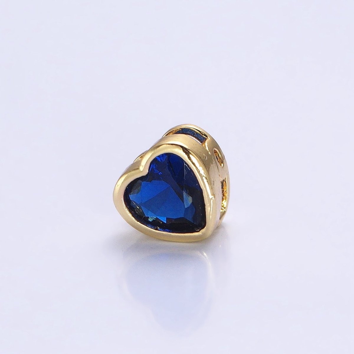 16K Gold Filled 7mm Colorful CZ Heart Bead Charm Spacer | B-797 B-798 B-344 B-800