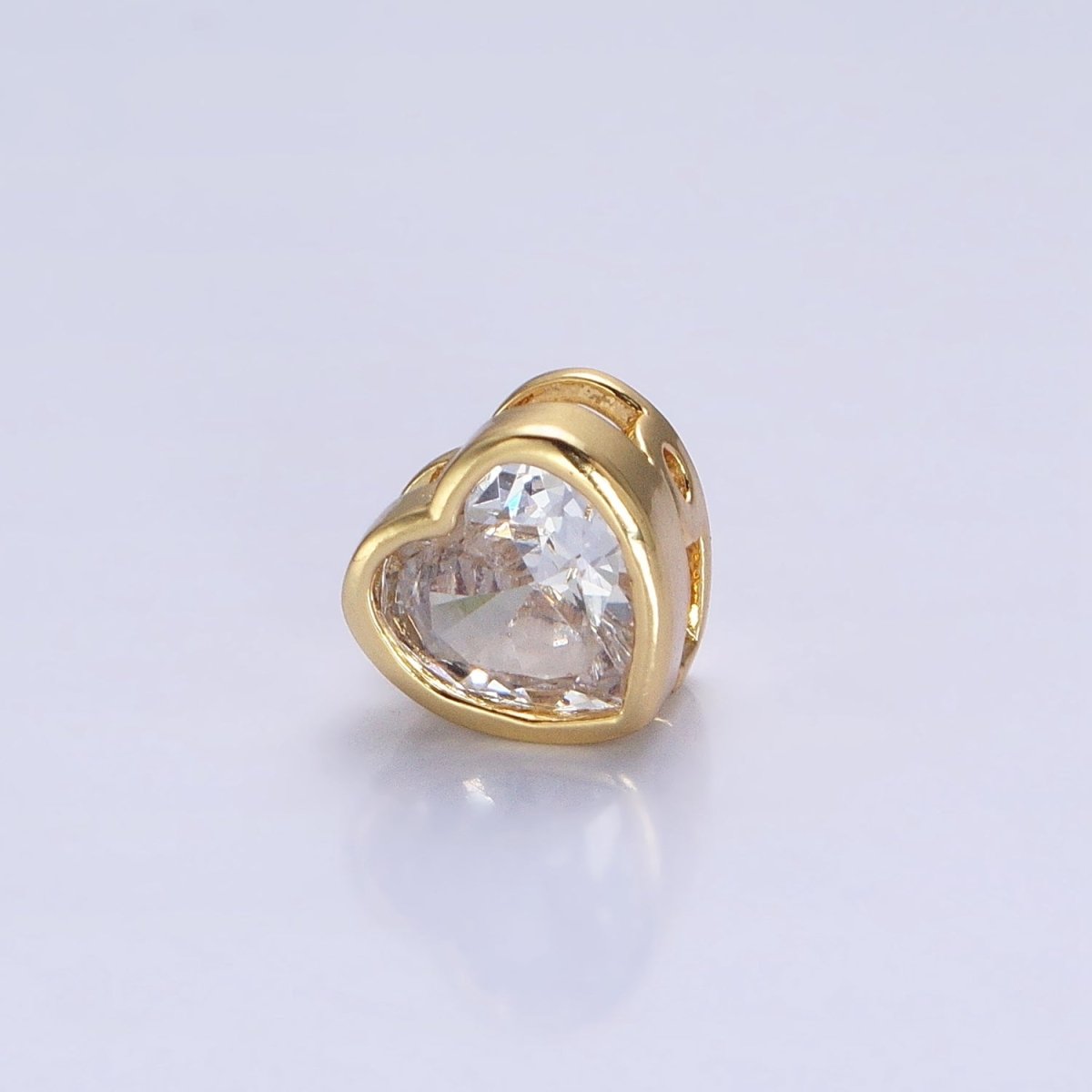 16K Gold Filled 7mm Colorful CZ Heart Bead Charm Spacer | B-797 B-798 B-344 B-800