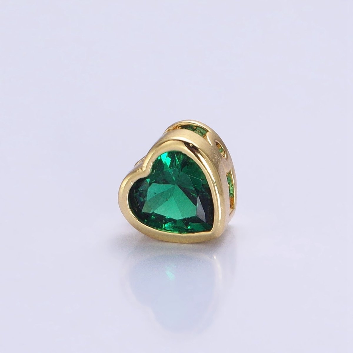 16K Gold Filled 7mm Colorful CZ Heart Bead Charm Spacer | B-797 B-798 B-344 B-800