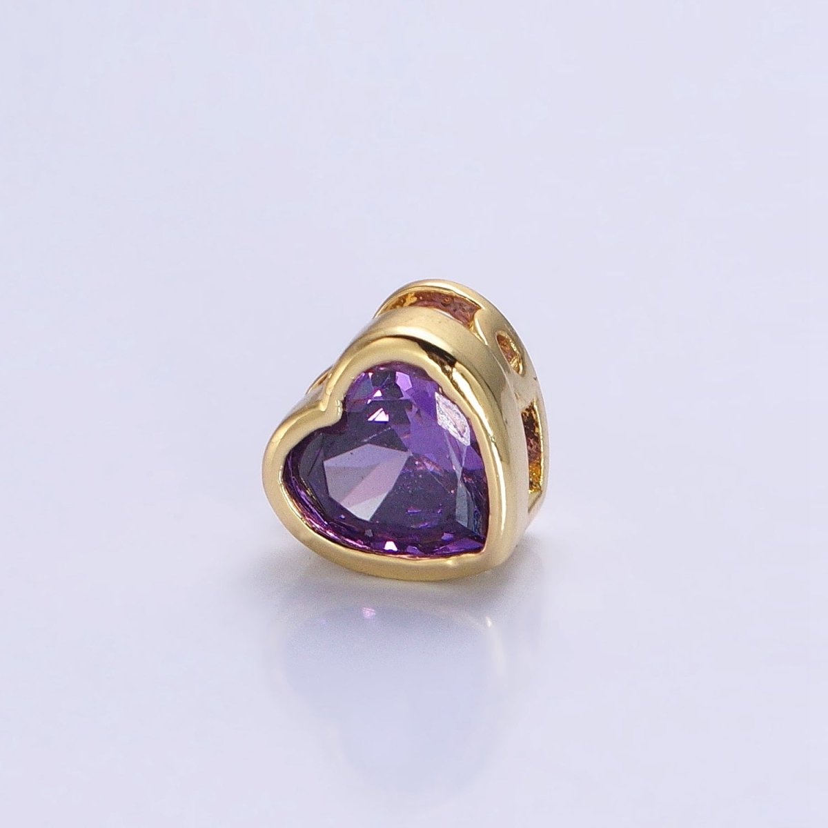 16K Gold Filled 7mm Colorful CZ Heart Bead Charm Spacer | B-797 B-798 B-344 B-800