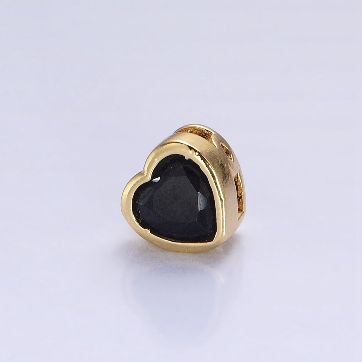 16K Gold Filled 7mm Colorful CZ Heart Bead Charm Spacer | B-797 B-798 B-344 B-800