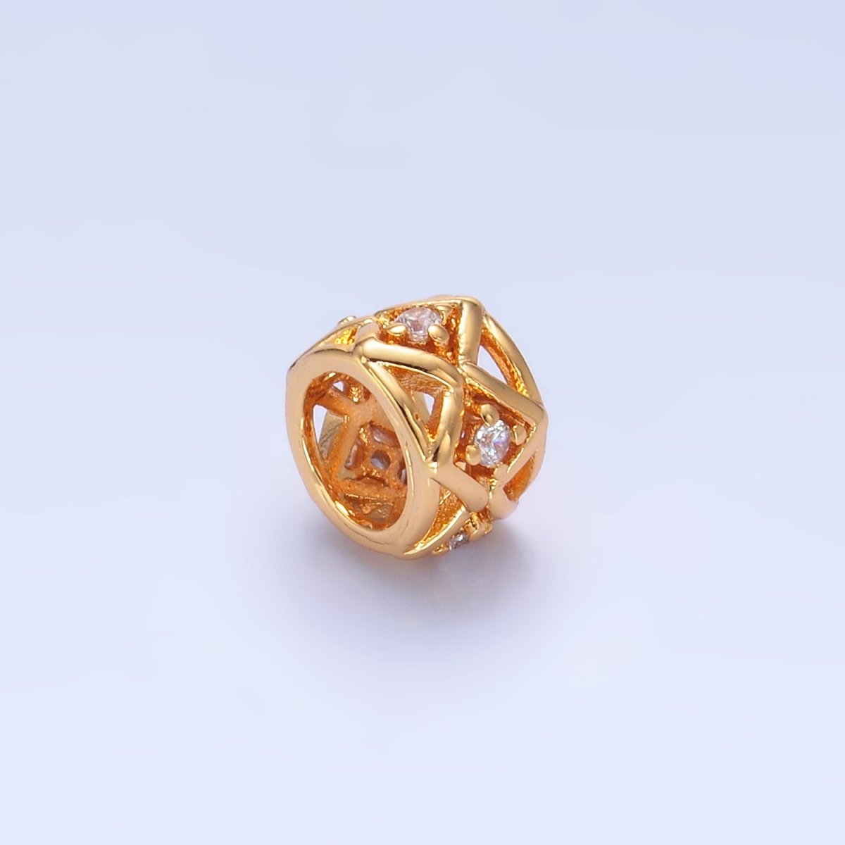 16K Gold Filled 8mm CZ Geometric Artisan Filigree Bead | B108