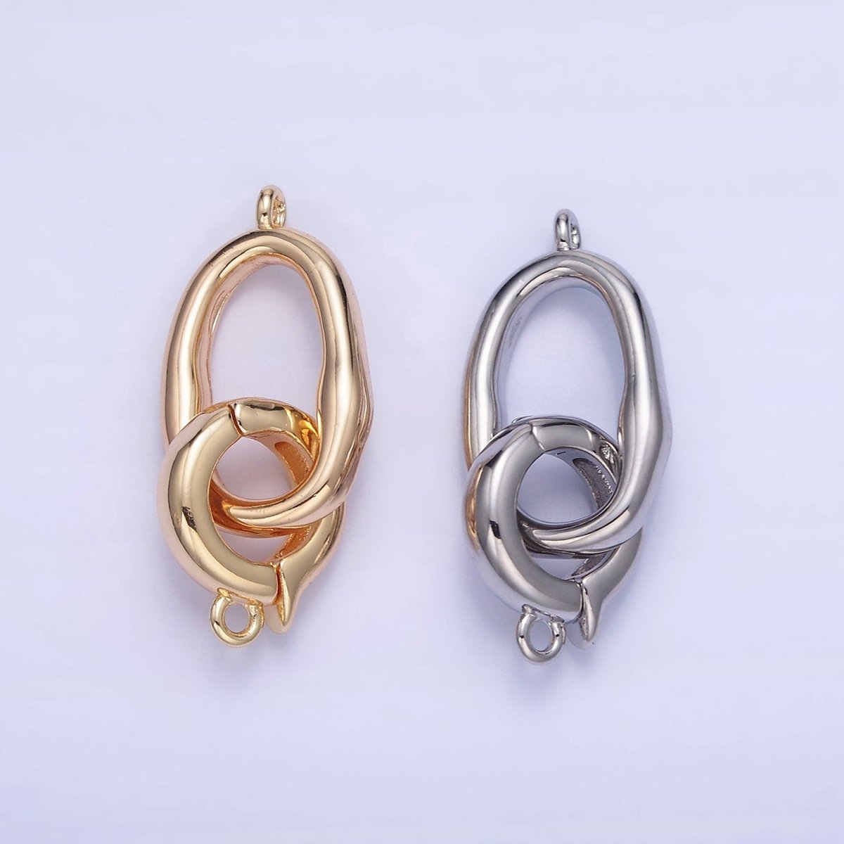 16K Gold Filled Abstract Rectangular Snap Latch Finding in Gold & Silver | Z793