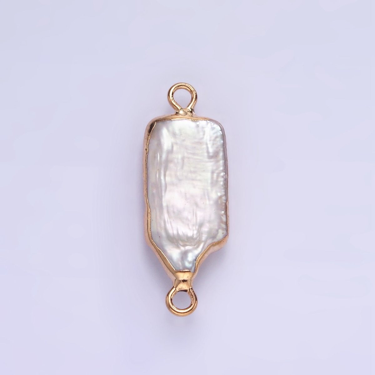16K Gold Filled Biwa Freshwater Pearl Foil Bezel Connector | P1858