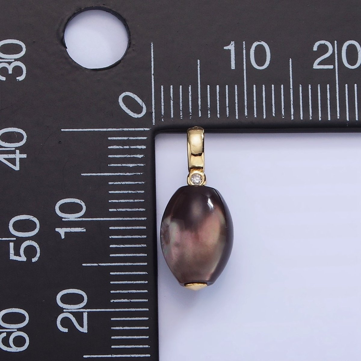 16K Gold Filled Black Tahitian Shell Pearl Sphere CZ Drop Pendant | P1781