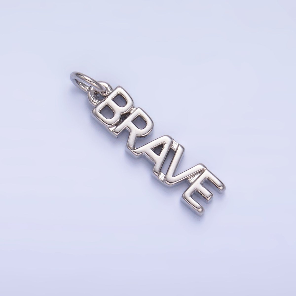 16K Gold Filled "BRAVE" Script Charm in Gold & Silver | W317