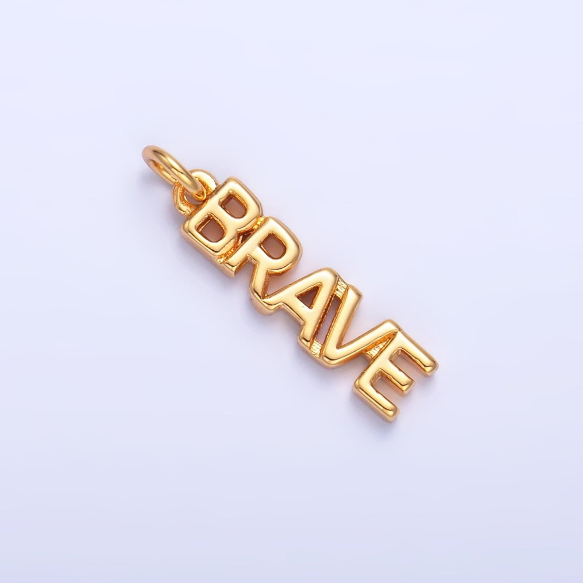 16K Gold Filled "BRAVE" Script Charm in Gold & Silver | W317