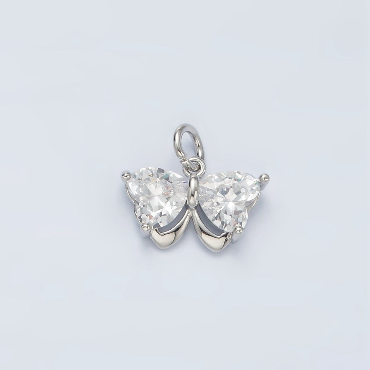 16K Gold Filled Butterfly Insect Clear CZ Heart Wings Charm in Gold & Silver | M135
