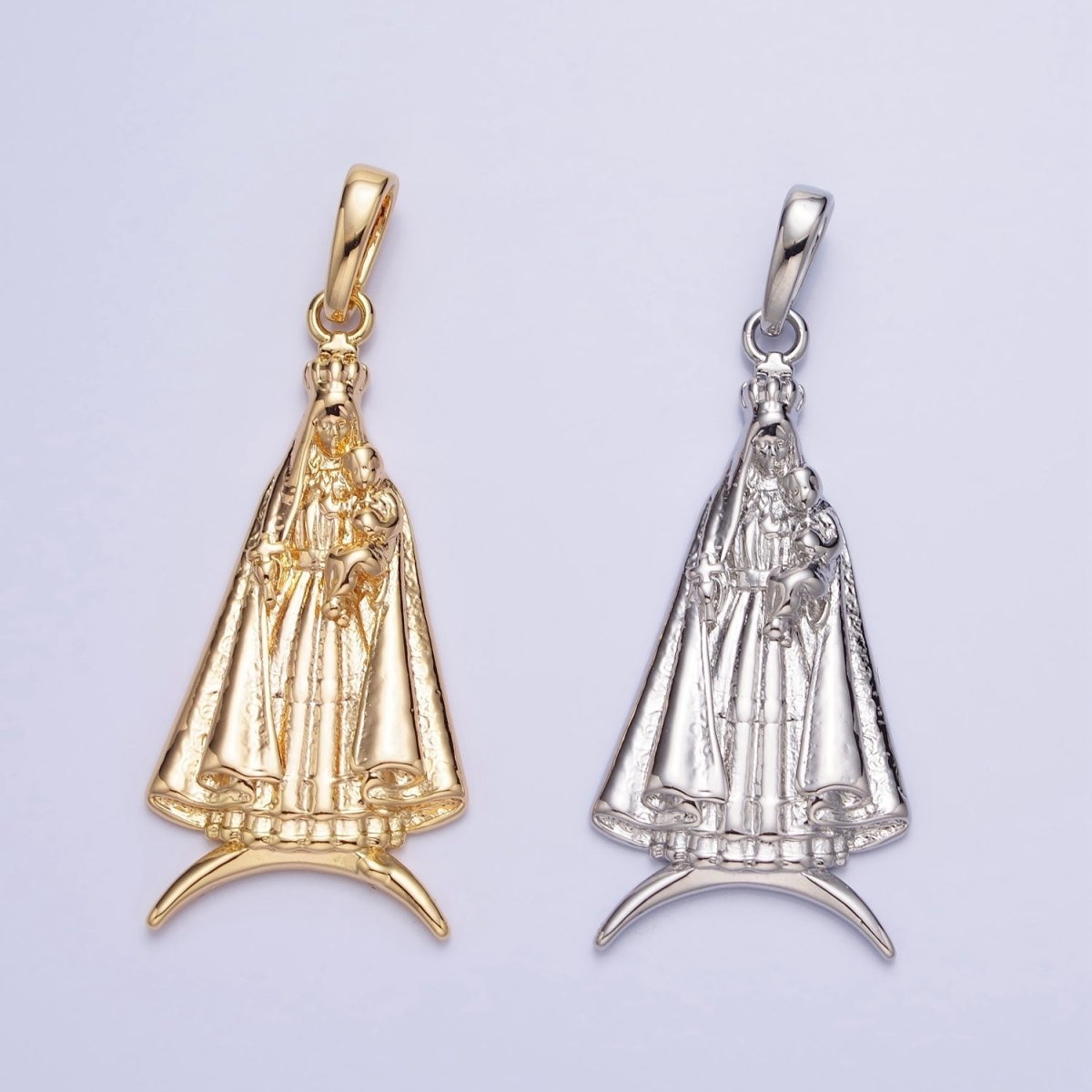 16K Gold Filled Catholic Cape "Nossa Senhora Aparecida" Pendant in Gold & Silver | AA176 AA177