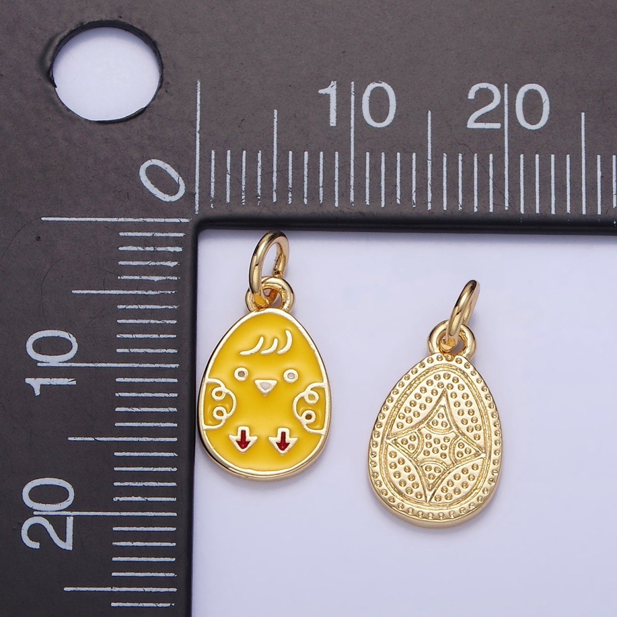 16K Gold Filled Chicken Yellow Enamel Easter Egg  Charm | C117