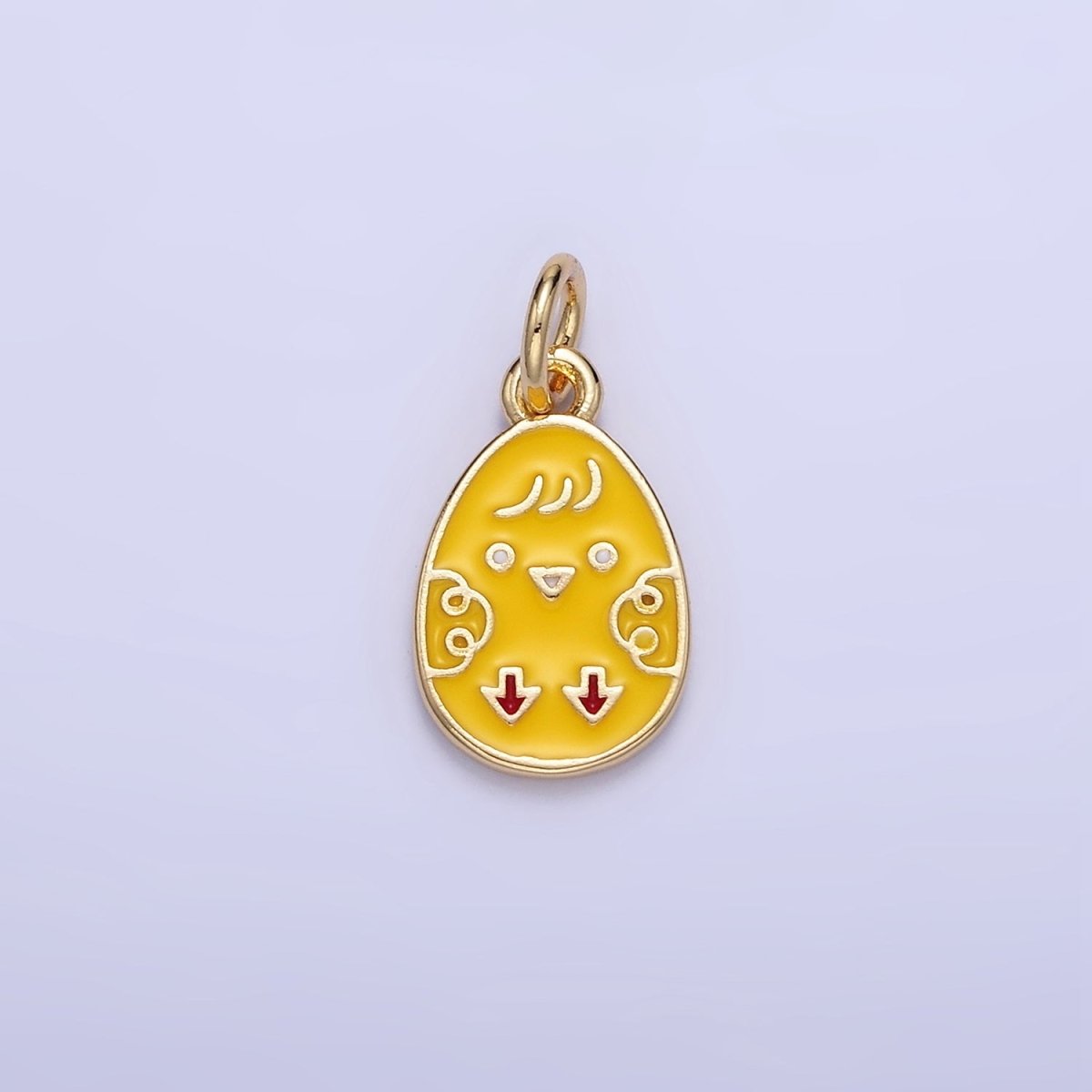 16K Gold Filled Chicken Yellow Enamel Easter Egg  Charm | C117