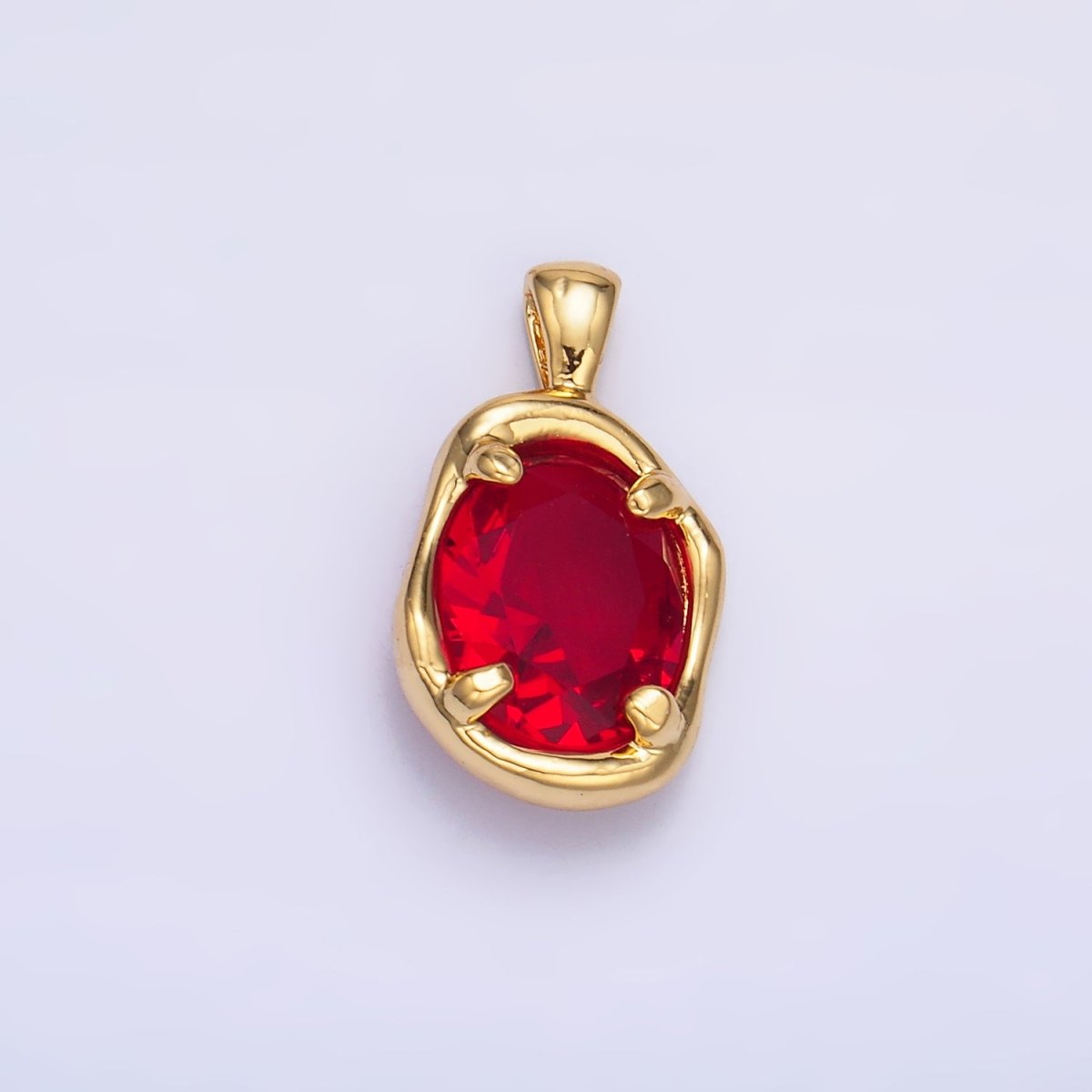 16K Gold Filled Clear, Red, Blue CZ Molten Bezel Pendant | H054 AA1312