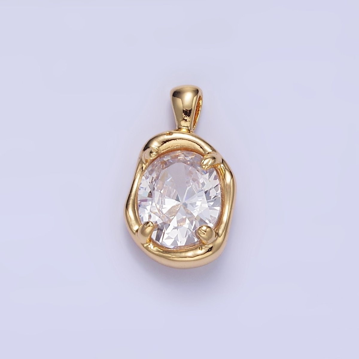 16K Gold Filled Clear, Red, Blue CZ Molten Bezel Pendant | H054 AA1312