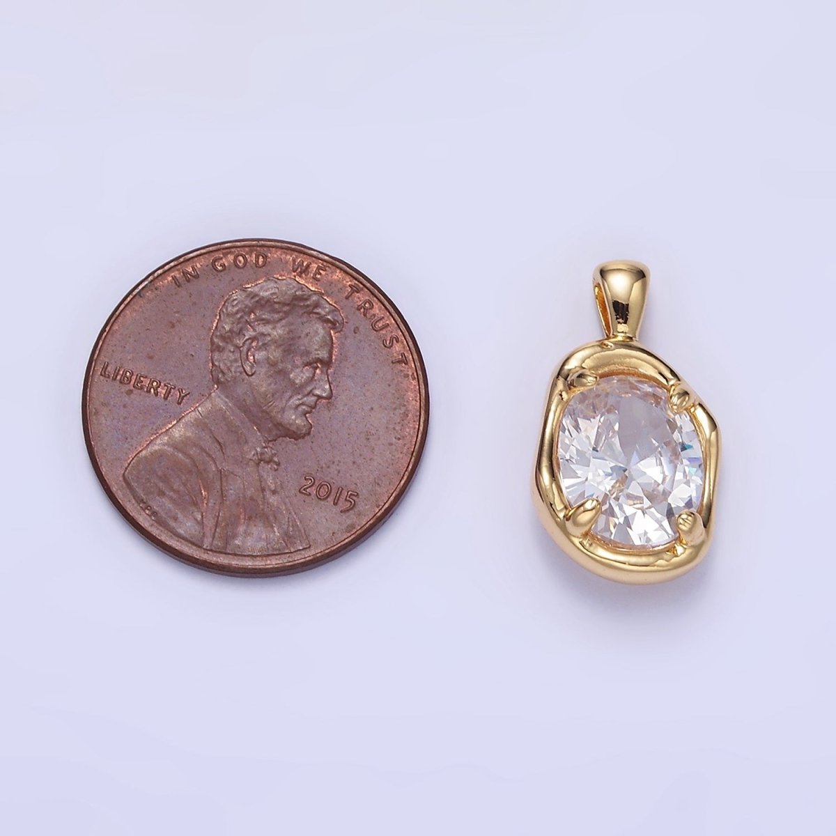 16K Gold Filled Clear, Red, Blue CZ Molten Bezel Pendant | H054 AA1312