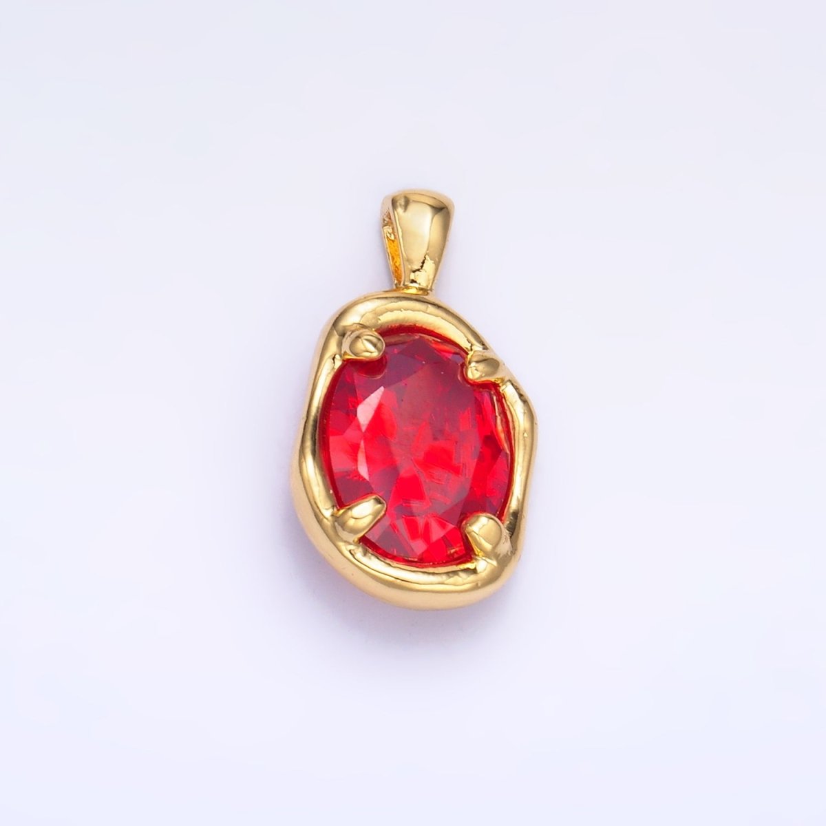 16K Gold Filled Clear, Red, Blue CZ Molten Bezel Pendant | H054 AA1312