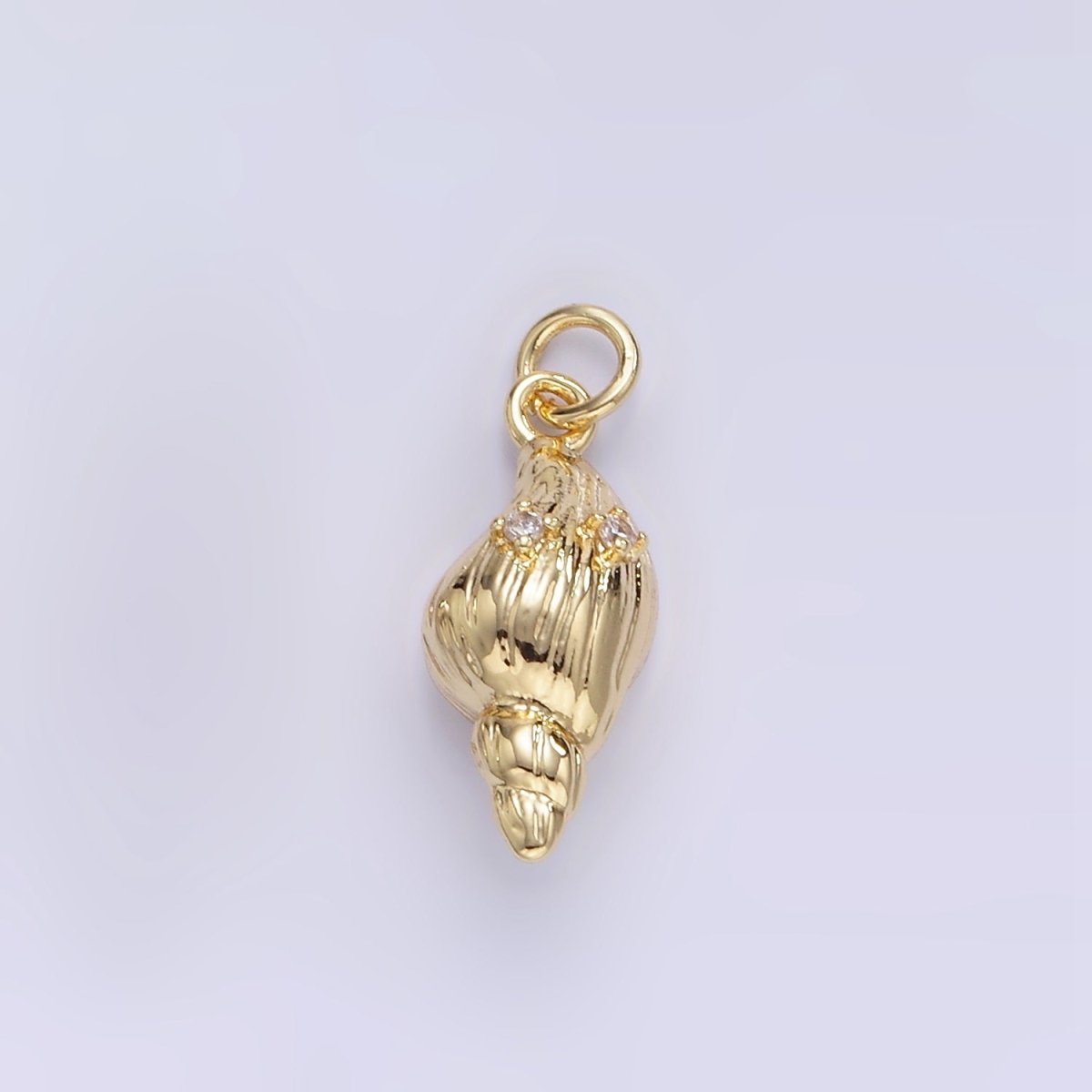 16K Gold Filled CZ Clam Sea Shell Mini Charm in Gold & Silver | E390