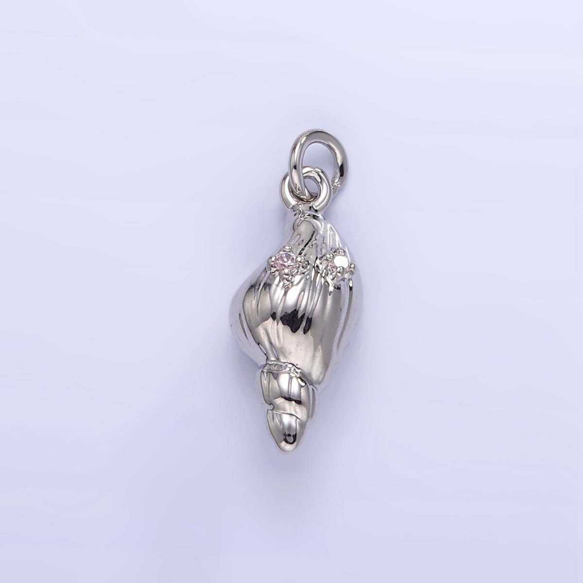 16K Gold Filled CZ Clam Sea Shell Mini Charm in Gold & Silver | E390