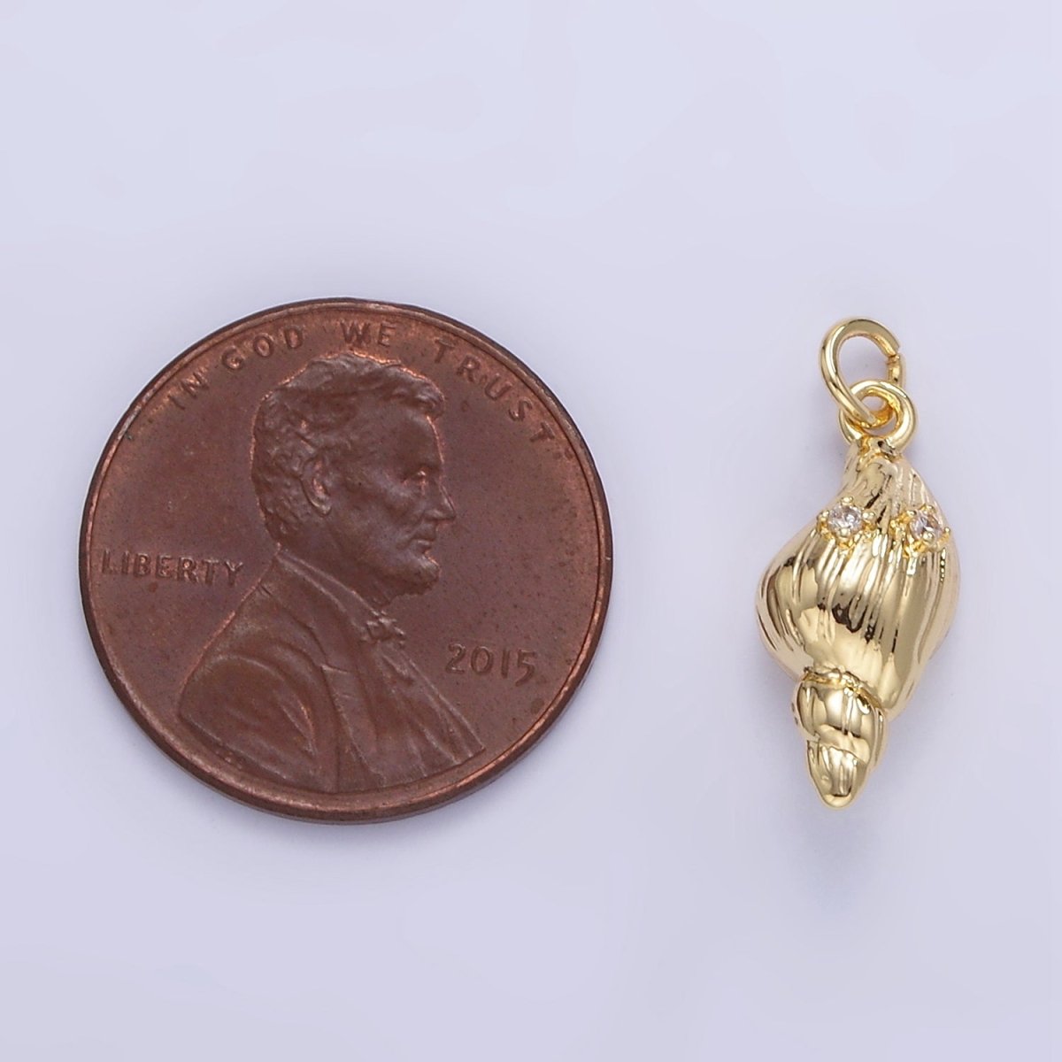 16K Gold Filled CZ Clam Sea Shell Mini Charm in Gold & Silver | E390