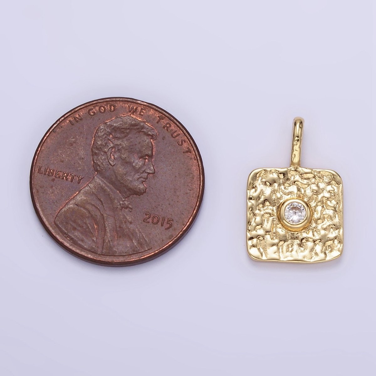 16K Gold Filled CZ Geometric Square Pendant in Gold & Silver | H886