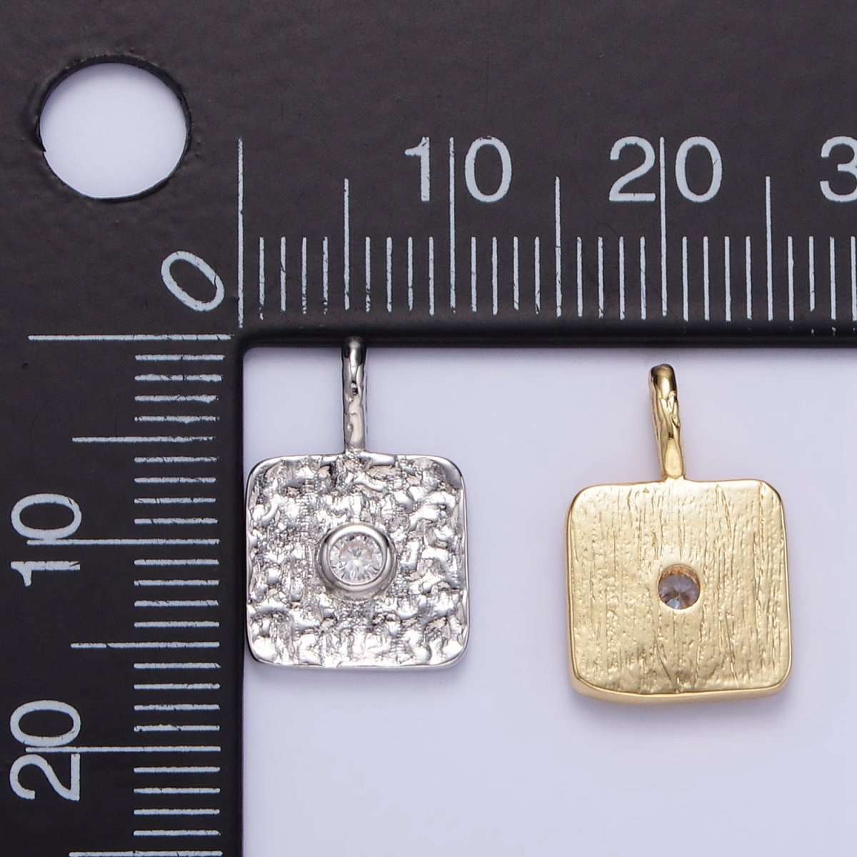 16K Gold Filled CZ Geometric Square Pendant in Gold & Silver | H886