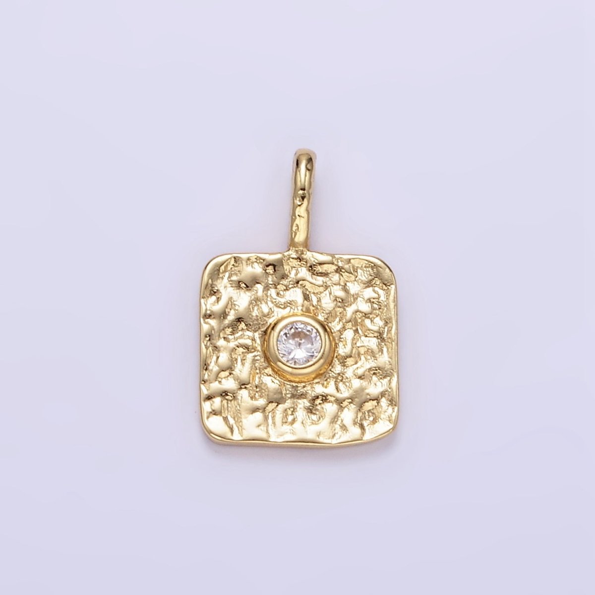 16K Gold Filled CZ Geometric Square Pendant in Gold & Silver | H886