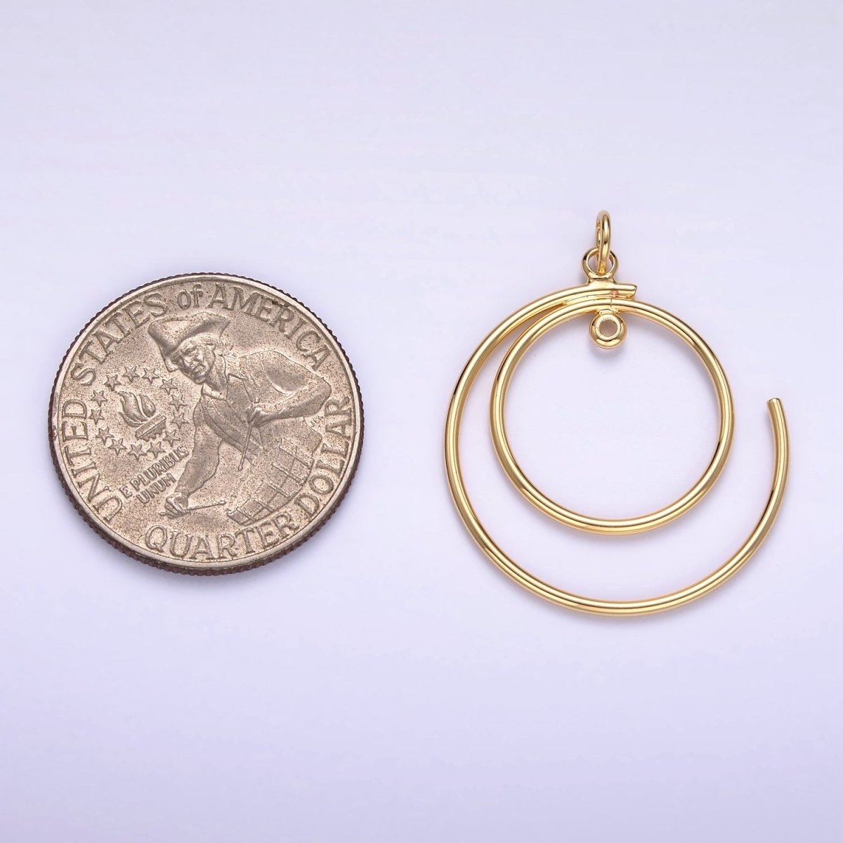 16K Gold Filled Double Circular Band Charm | D460