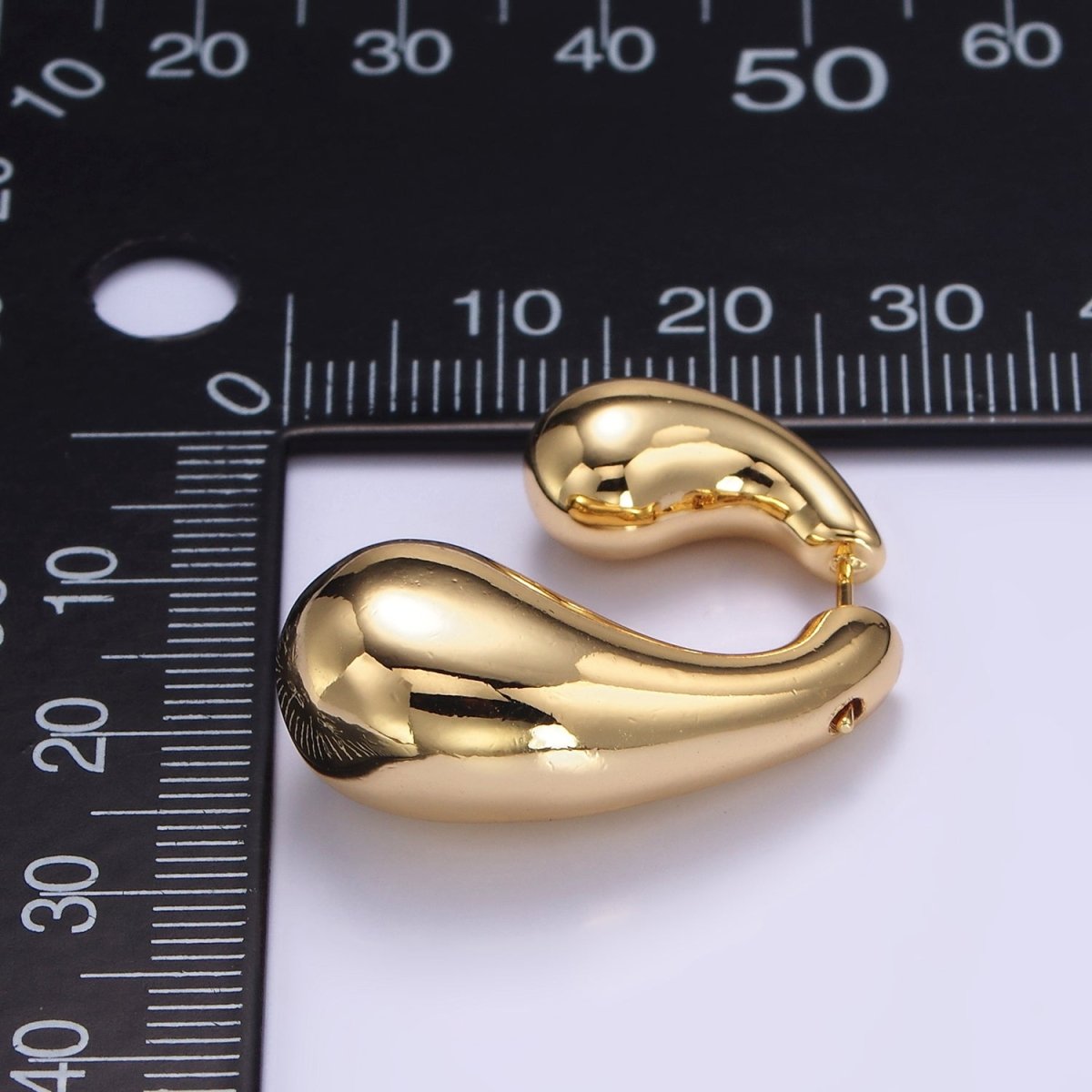 16K Gold Filled Heavy Double Teardrop Minimalist Hoop Earrings | P-056