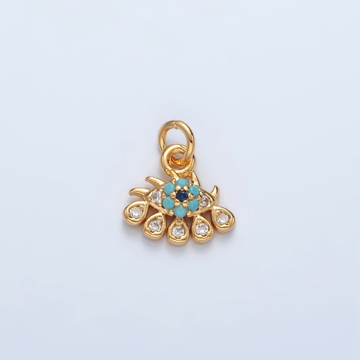 16K Gold Filled Evil Eye Turquoise CZ Teardrop Mini Charm | AG930