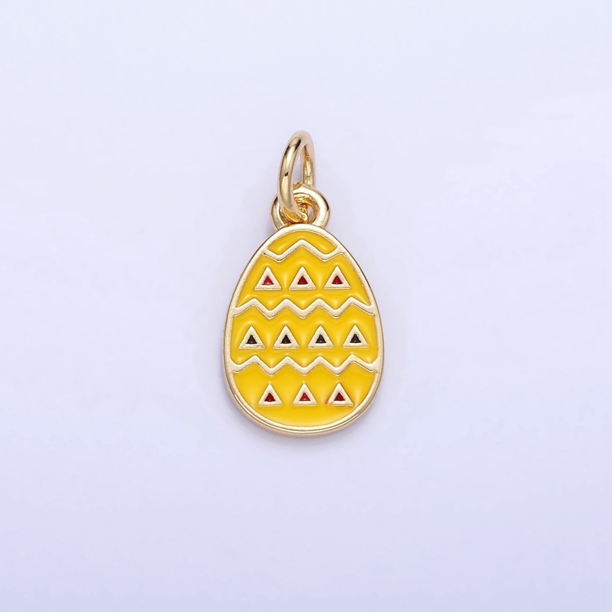 16K Gold Filled Geometric Yellow Enamel Easter Egg Charm | C123
