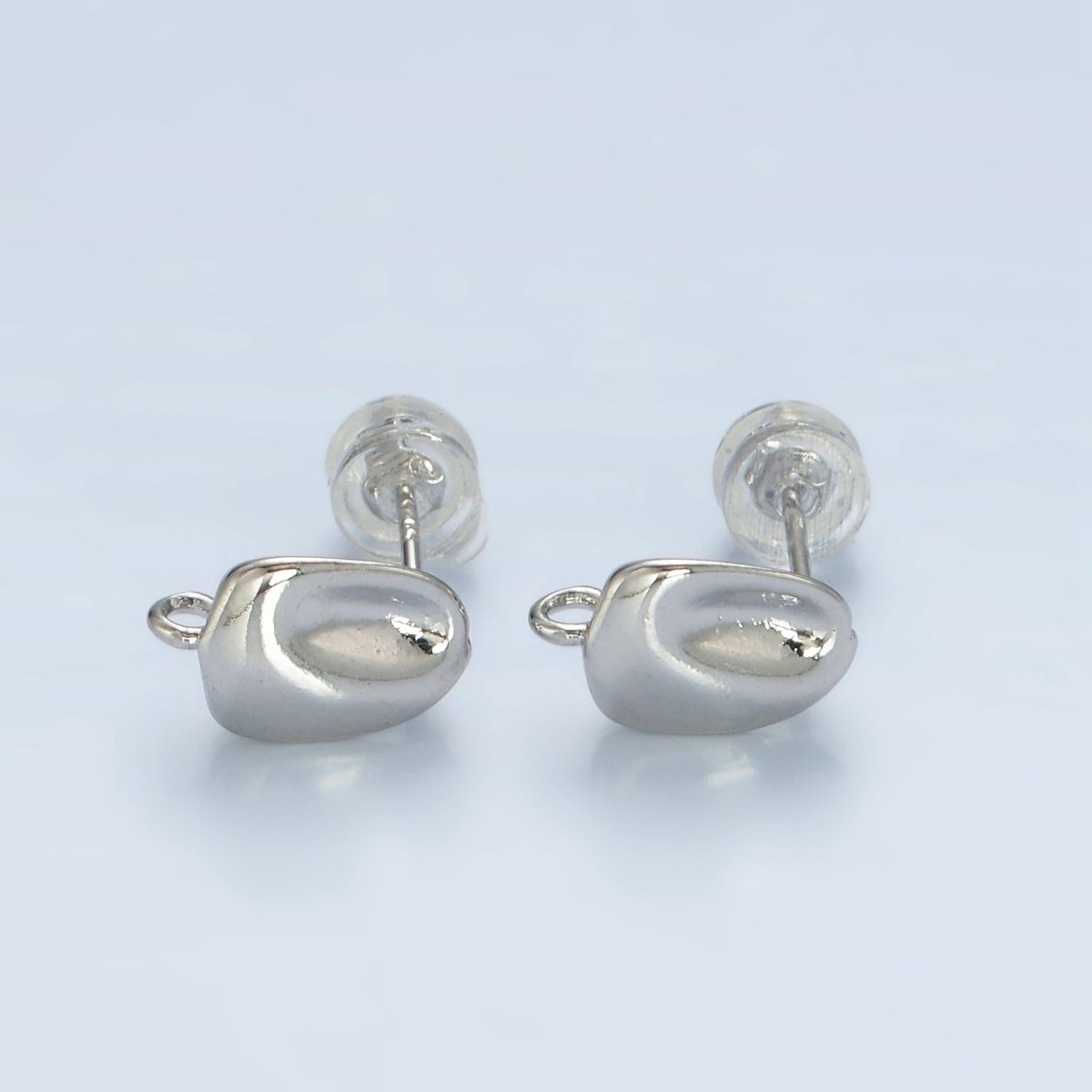 16K Gold Filled Hammered Bar Open Loop Stud Earrings Findings in Gold & Silver | Z840 Z841