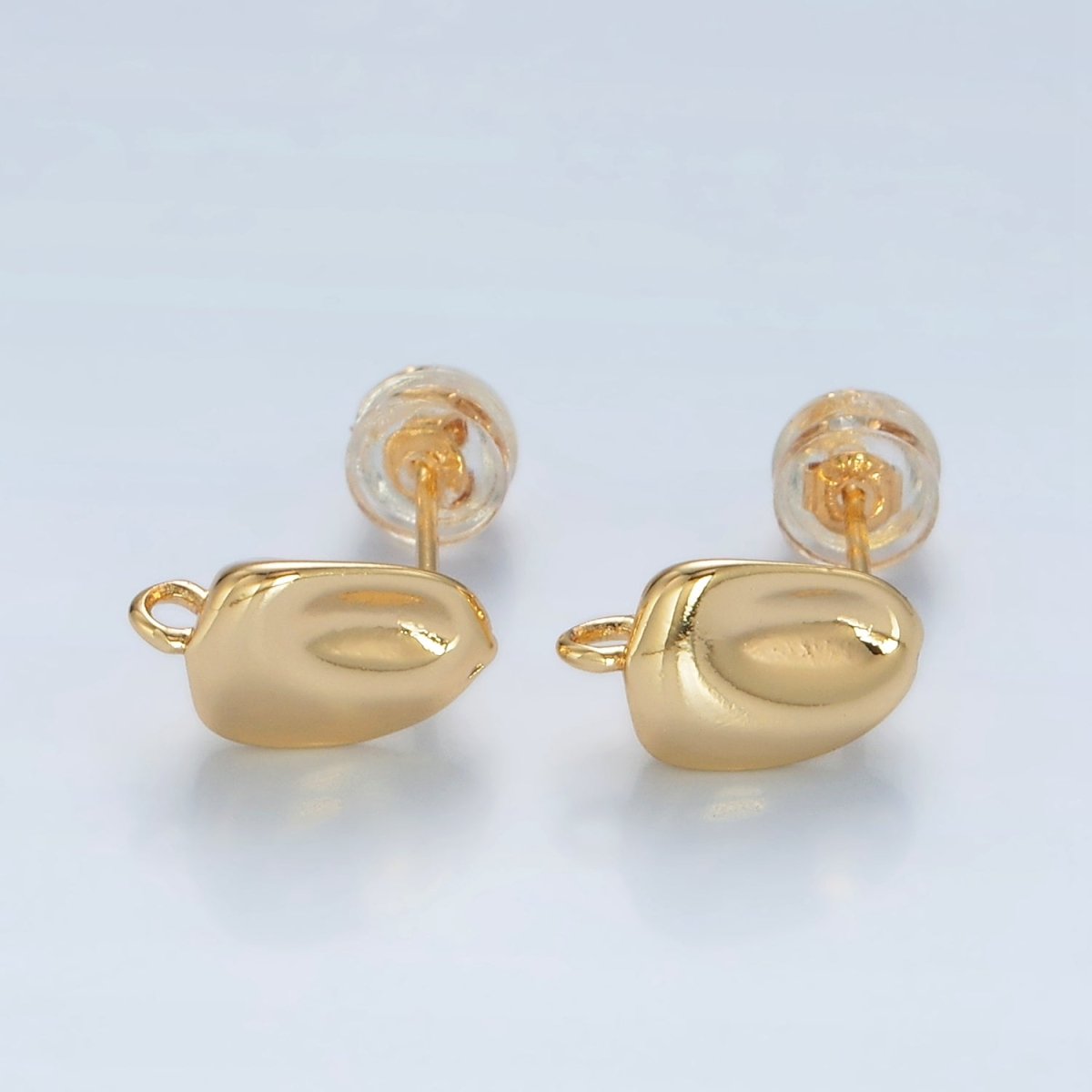 16K Gold Filled Hammered Bar Open Loop Stud Earrings Findings in Gold & Silver | Z840 Z841