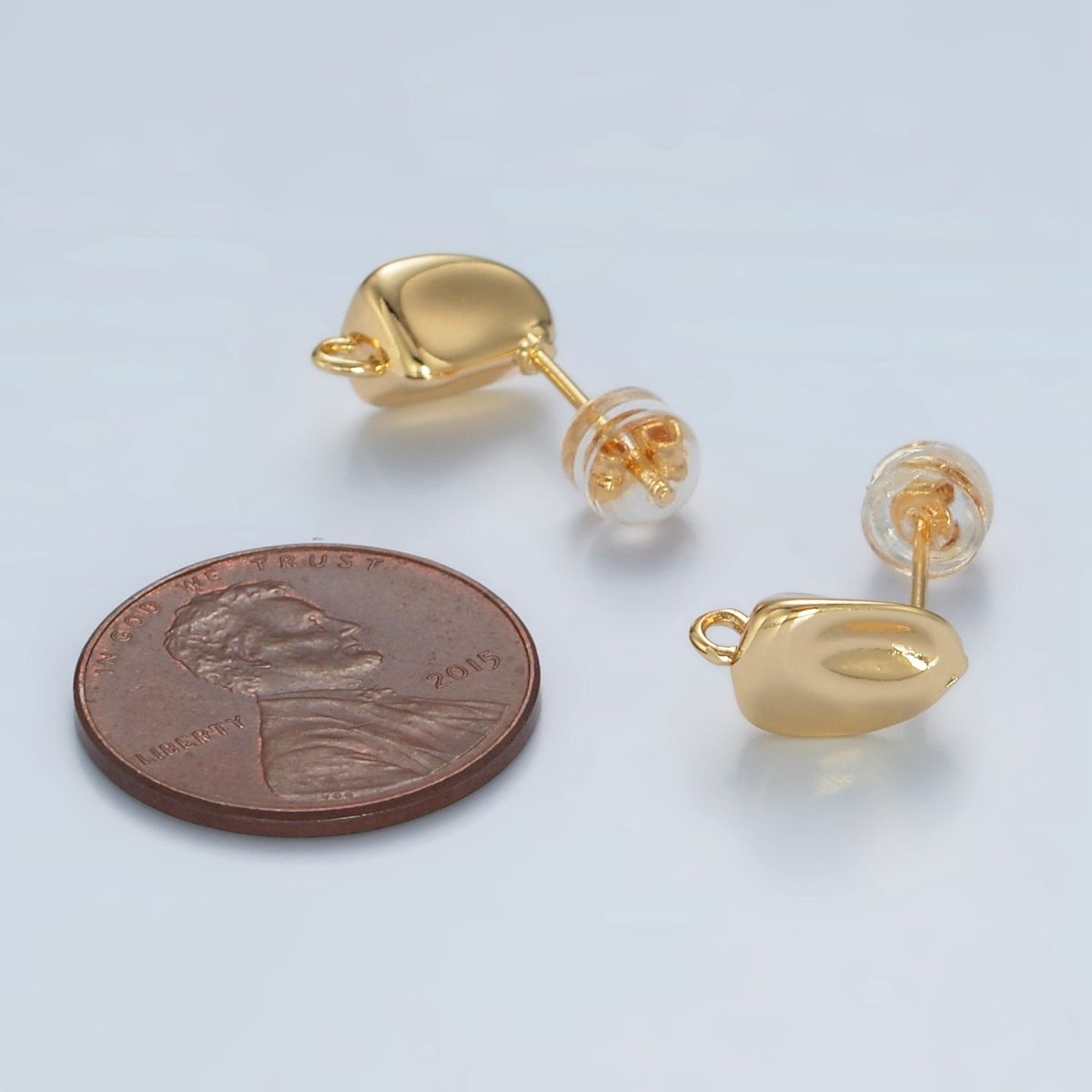 16K Gold Filled Hammered Bar Open Loop Stud Earrings Findings in Gold & Silver | Z840 Z841