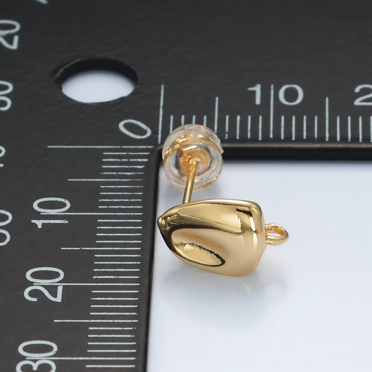 16K Gold Filled Hammered Bar Open Loop Stud Earrings Findings in Gold & Silver | Z840 Z841