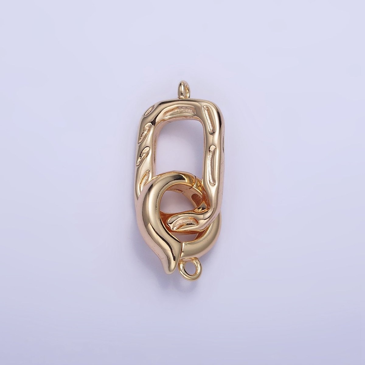 16K Gold Filled Hammered Rectangular Snap Latch Finding Set in Gold & Silver | Z792