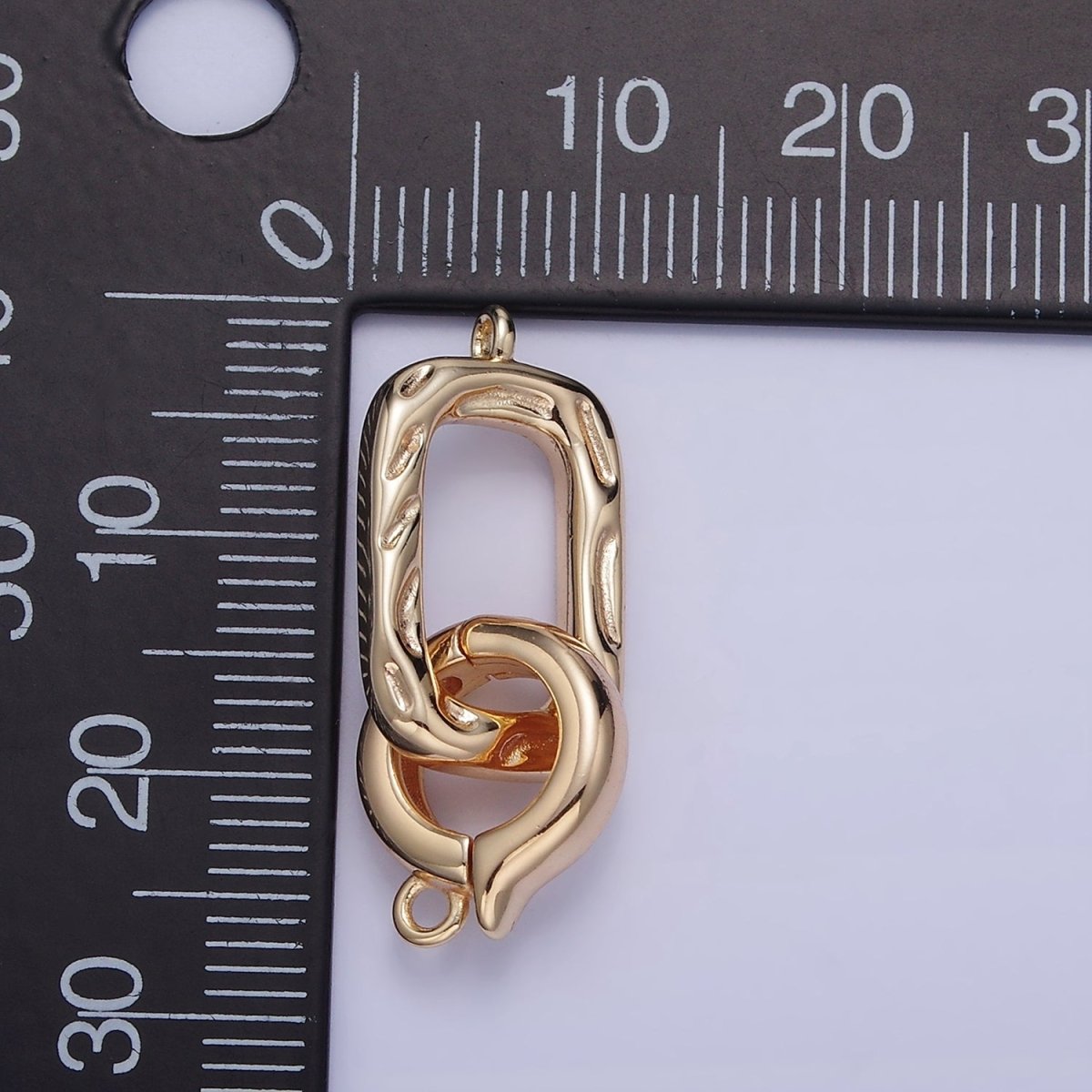 16K Gold Filled Hammered Rectangular Snap Latch Finding Set in Gold & Silver | Z792