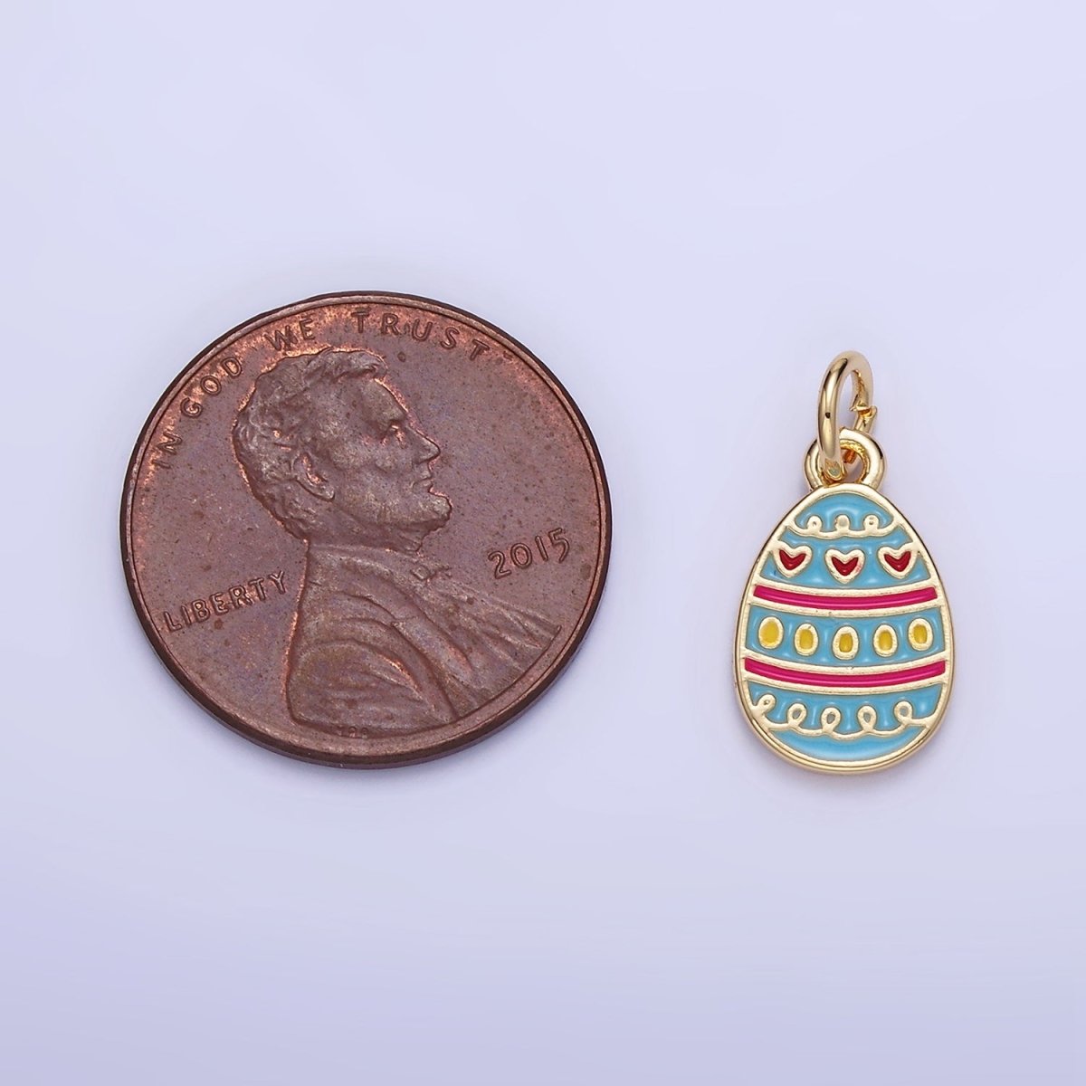 16K Gold Filled Heart Multicolor Enamel Easter Egg Charm | C130