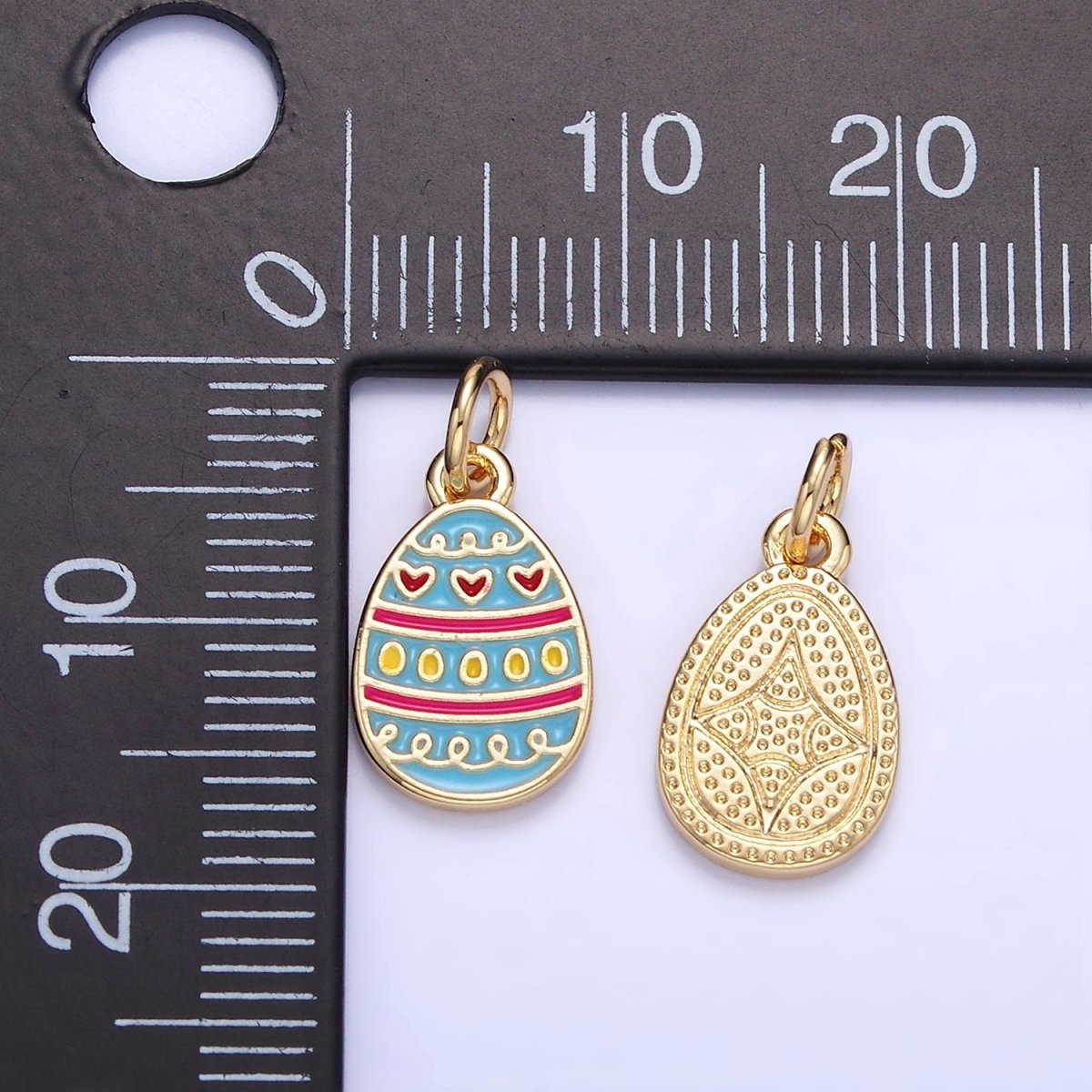 16K Gold Filled Heart Multicolor Enamel Easter Egg Charm | C130