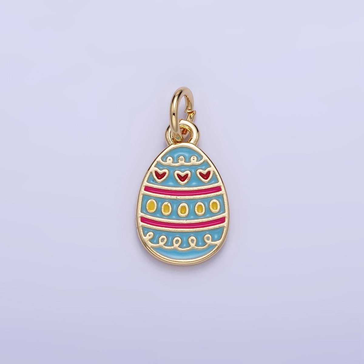 16K Gold Filled Heart Multicolor Enamel Easter Egg Charm | C130