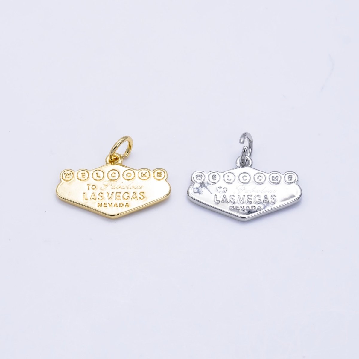 16K Gold Filled "Las Vegas" Sign Engraved Mini Charm in Gold & Silver | X802