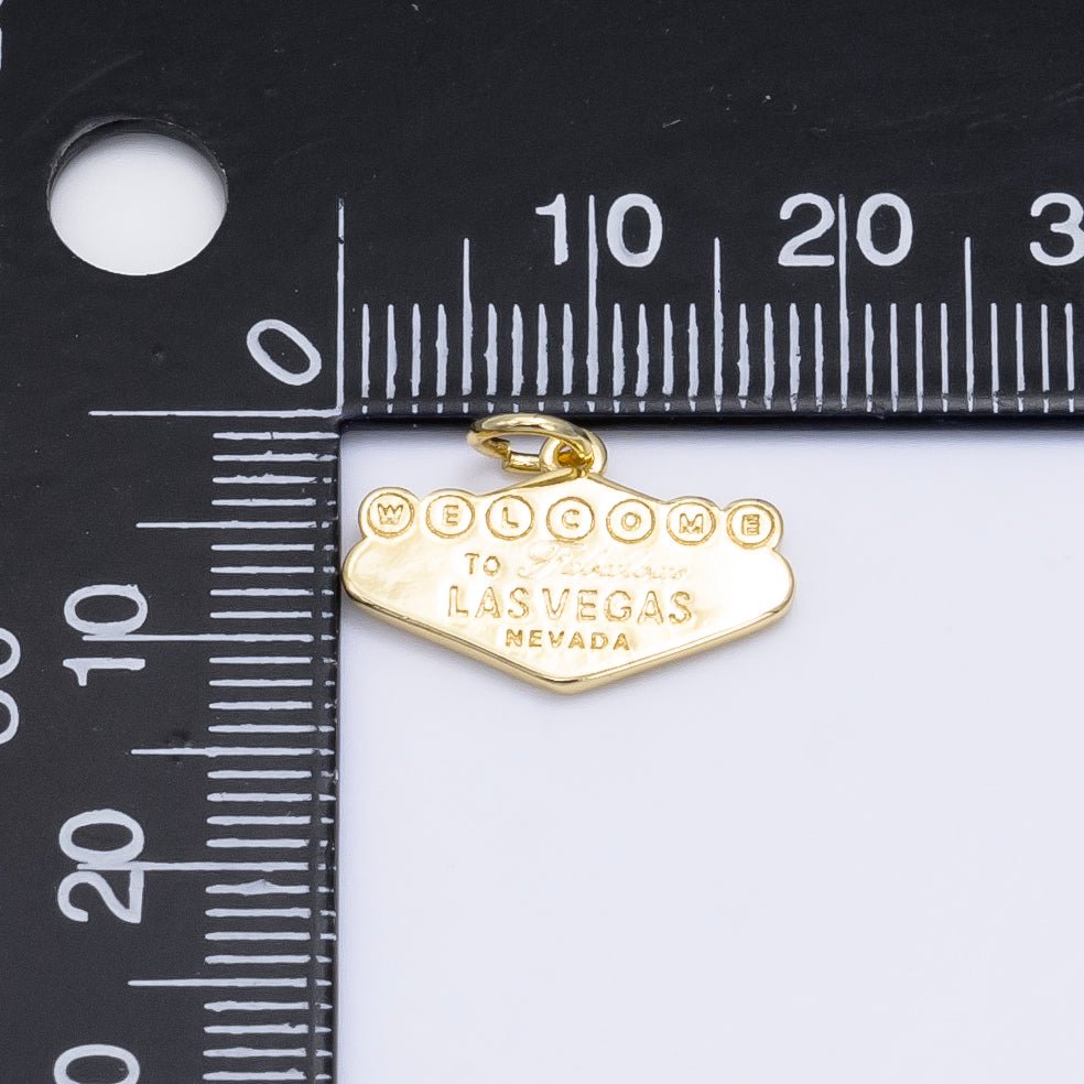 16K Gold Filled "Las Vegas" Sign Engraved Mini Charm in Gold & Silver | X802