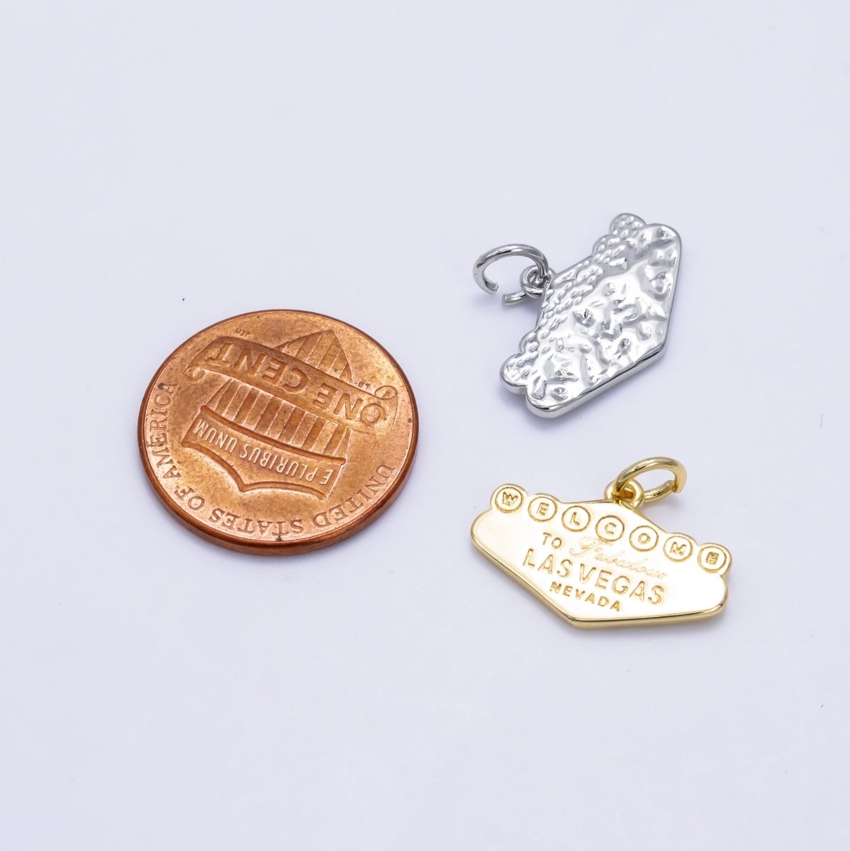 16K Gold Filled "Las Vegas" Sign Engraved Mini Charm in Gold & Silver | X802