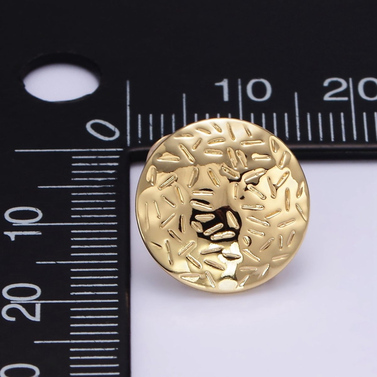 16K Gold Filled Line-Textured Round Stud Earrings in Gold & Silver | Z824 Z825
